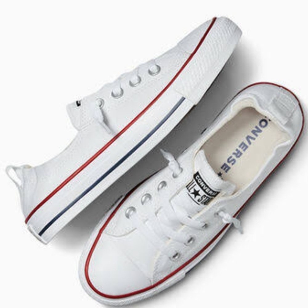 Converse White and Red Chuck Taylor Sneakers Slip Ons
